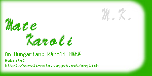 mate karoli business card