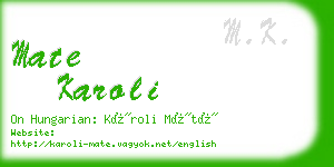 mate karoli business card